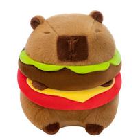 Cute Hamburger Capybara Plush Stuffed Toy Simulation Animal Doll Soft Children's Toy Birthday Gift Kawaii Room Decoration 30CM brown