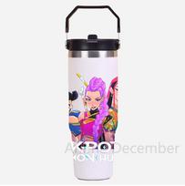 30Oz Anime K-Pop American Simple Solid Color Stainless Steel Thermos Portable Car Easy To Carry Water Cup Thermal Insulation Cold Ice Cup