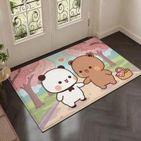 Lovely Cute Character B-BUBU DUDUs Floor Mat Soft Thickened Flannel Door Mat Non-Slip Living Room Rug Home Decor 40cm x 60cm gray