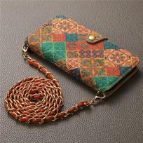 Retro Flower Leather Crossbody Chain Casing For iPhone 17 11 12 13 14 15 16 Pro Max XS XR 16e Luxury Card Wallet Flip Book Cover IP 7 or 8 brown