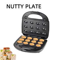 750W Electric Waffle Donut Maker Panini Press Grill Nut Shell Shaped Cake Maker with Removable Non Stick Plates Auto Temperature Control US Plug 110V gray