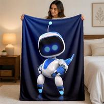 Astro Bot Print Flannel Blanket Cozy Warm Plush Throw Blanket For Bed Sofa Couch Indoor Household Use 75x90cm