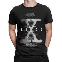 X Files All The Taglines Trust No One ufo aliens t shirt for men O Neck 100% Cotton T Shirt Short Sleeve Tees Plus Size Clothes XL black