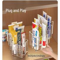 Compartmented Ointment Storage Box - Desktop Tube-Shaped Medicine Organizer for Creams and Medications gray