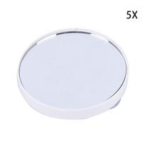 Nešiojamas makiažo 5X 10X didinantis kosmetinis apvalus veidrodis su dviem siurbtukais 5X white