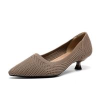Kvėpuojantys moteriški slip-on stiliaus stiletos su „Fly-Knit“ raštu - Smailus priekis, Pavasario/Vasaros mada 43 black