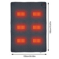 70x59 Inch Camping Tent Heated Sleeping Bag Mat Outdoor USB Electric Blanket 6 Heating Zones Heater Cushion for Winter Travel brown