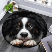 Adorable Puppy Round Area Rug,Carpet Rug for Living Room Bedroom Sofa Playroom Decor,Non-slip Floor Mat 80cmx80cm gray