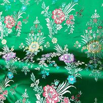 Brocade Jacquard Flower Damask Fabric Silk Satin DIY for Cheongsam Kimono Women Dress Wedding Costume Pajamas Cushion Materials 50cm X 75cm žalia