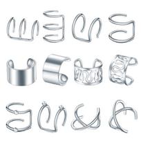 12 Piece Ear Cuff Set for Women Non-Piercing Cartilage Clip On Earrings Club Party Edgy Statement Jewelry balta