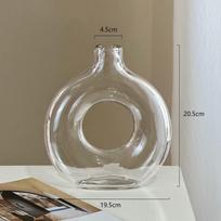 Glass Vase Geometric Hollow Circles Flower Vase Hydroponics Terrarium Doughnut Flower Arrangement  Home Decoration Accessories gray