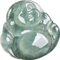 Women's Natural Jade Laughing Buddha Pendant Necklace - Big-Bellied Maitreya Design gray