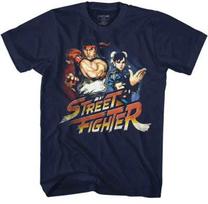 Street Fighter Capcom Video Game Chun Li & Ryu Men's T Shirt M brown