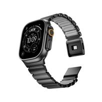 Titanium Fluororubber Strap for Apple Watch Ultra 3 2 1 49mm 10 11 46mm Magnetic Buckle Band for Iwatch 9 8 7 45mm 6 5 SE 3 44mm Steel Material&49mm 46mm 45mm 44mm black