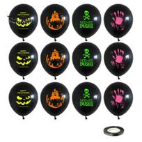 Durable Helium Balloons 12PCS Halloween Fluorescent Balloons, Latex Party Decorations, Glow in The Neon Dark Festive Atmosphere Supplies, Spooky 12 balls black