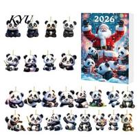 Collectible Panda Box Set Advent Calendars 2026, 2D Acrylic Cute Hanging Ornaments for Decorations Car Xmas Tree, 24 Days Christmas Countdown I black