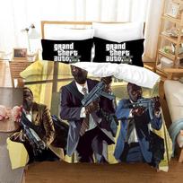 Exquisite Game GTA V printed Bedding Set Duvet Cover Set 2/3pcs For Boys girls Adult Bedroom Decoration Single Twin Full size 200x200cm black