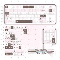 Strawberry Chocolate Retro PBT Keycaps, Wear-Resistant Five-Sided Dye-Sublimation, Original Height, Cross Stem.