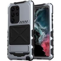 Heavy Duty Armor For Samsung Galaxy S23Ultra S24Ultra Case Aluminum Metal Military Tough Cover Built-in Screen Protector Holder For Galaxy S23 Ultra black