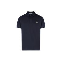 Stone Island Ss24 Pique Cotton Logo Pattern Printed Polo Shirt Men Polo Shirts Navy-Blue 80152SC17-A0020 S black