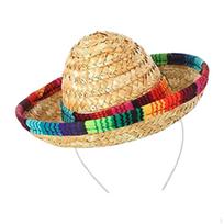 Colorful Fiesta Hat Headband for Spooky Celebrations Beige Hat_Colorful Strip beige