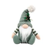 Kalėdinis nykštuko lėlės papuošimas rankų darbo pliušinis žalias švediškas Tomte figūrėlė šventinis elfas nykštukas ornamentai namų pakopiniam padėklui stalo dekoras Men gray