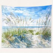 1 vnt. Paplūdimio gobelenas Pakrantės sienos dekoracija Vandenyno smėlio kopų peizažas Akvarelinis sienos menas miegamajam svetainei namų dekoravimui 70x100CM gray