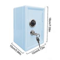 Frcctre Kids Safe Bank, Money Box With Coin Tray, Mini Locker Small Safe Storage Box Piggy Bank With Combination Lock And Key blue
