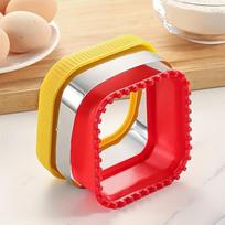 Sandwich Cutter and Sealer Set Stainless Steel and Plastic Cookie Cutters Square Pastry Cutter for Lunchbox Decorations Baking Tools red