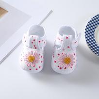 Unisex Cartoon Baby Crib Shoes, Soft Anti-Slip Dot Sole Magic Tape Cotton Infant Pre-Walkers, Breathable Newborn First Walking Shoes 13 gray