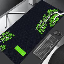 Green Flower Pad Large Black Gaming Mouse Pad Floral Mousepad Gamer 900x400 Rubber Keyboard Mats Desk Mat Table Mausepad Carpet 40cmx90cm(15.7x35.4inch) white