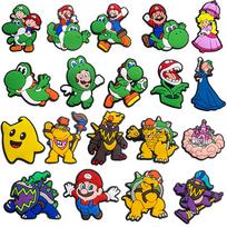 19 Pcs Super Mario Shoes Charms for Crocs, Premium PVC Soft Rubber Shoe Decoration Set, Mario Theme DIY Shoe Accessories for Clogs green