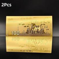 1/2Pcs 2027 Lunar New Year Goat Gold Foil Ornament with Case Collectible Zodiac Decor for Home Display Souvenir Gift A1 2pcs beige