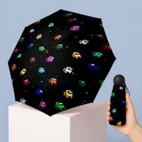 Among Us Printed 5?Fold Mini Umbrella 8?Rib Windproof Compact Umbrella For Women Pocket Carry black