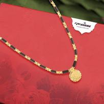 Women Girls Temple South Indian Traditional 1 Gram Gold Stylish Maharashtrian Long Double Chain Pendant Black Onesize juoda
