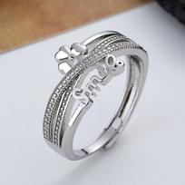 2025 Euro-American Hip Hop Geometric Women’s Luxury Ring Adjustable gray