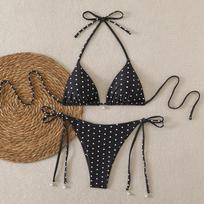 2026 Women Swimsuit Sexy Pearl Micro Bikinis Sets Dot Print Female Swimwear for Woman Bathing Suits Beachwear Trend Bikinis L beige