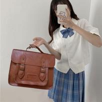 College Backpack Girls Shoulder Bag School Bag Multiple Pockets Adjustable Shoulder Strap Large Capacity PU Leather Rucksack ruda