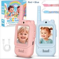 2PCS Kids Video Walkie Talkies USB Charging Indoor and Outdoor High Definition Intercom Children's Toys Birthday Gifts Ages 3-12 pink