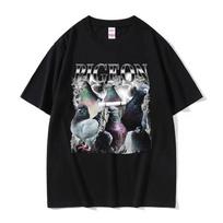 Balandis Juokingi Grafiniai Marškinėliai Vyrams Moterims Estetiški Vintažiniai Trumpomis Rankovėmis Marškinėliai Laisvalaikio 100% Medvilnės Per dydį T-shirt Gatvės Stiliaus M gray