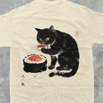 Sushi Cat T-Shirt, Japanese Cat Shirt, Harajuku Fashion, Japanese Streetwear, Kanji shirt, Anime Shirt, anime lover gift, Cat lover gift 120 black