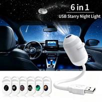 2-in-1 Galaxy žvaigždžių projektorius ir šilta naktinė lemputė, USB maitinamas jutiklinio valdymo žvaigždėto dangaus projektorius, 360° lanksti lempa su 3/6/12 vnt. raštų plėvelėmis with 6pcs Pattern Films balta