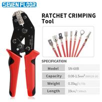 Crimping Pliers for JST ,TE,XH,SM,VH,PH Molex Terminals Ratchet Crimper Pliers for 0.08-1.5mm²AWG 28-16 SN-68B raudona