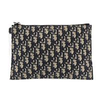[Pre-Owned] A5 Embossed Logo Detachable Wrist Strap Oblique Print Jacquard Fabric Clutch - Very Good #1N1RI5N ONE SIZE gray