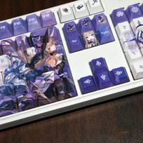 Honkai Star Rail Herta Custom Keycaps, 128 Keys PBT Dye Sublimation, Cherry MX Compatible, Mechanical Keyboard Personalized Part blue