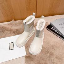 Women's fur integrated snow boots with plush insulation and waterproof round toe short boots 40 ruda