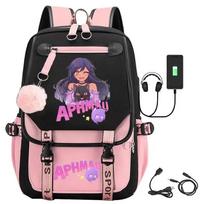 Aphmau spausdinti kuprinės madingos USB įkrovimo mokyklinės kuprinės paaugliams mergaitėms nešiojamo kompiuterio krepšys animacinis knygų krepšys studentų kuprinė