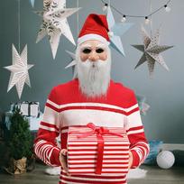 Kalėdų Santa Latekso Kaukė Tas pats Latekso Galvos Apdangalas Balta Barzdota Santa Kaukė Rekvizitas One Size white