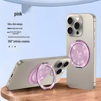 Magnetinis telefono stovas su dvigubu žiedu MagSafe: Stipraus sukibimo žiedas pirštui ir stalinė laikiklis su lipduku telefono galinei daliai gray