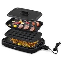IRIS OHYAMA Hot Plate, Black, Grill-Style, 3-Slice, Simple Design, for Yakiniku and Takoyaki, IHA-A30-B black